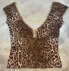 Leopard Print Mesh Top