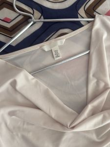 H&amp;M Cream Cowl Neck Long Sleeve Top