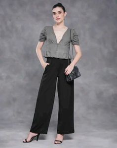 Shein Chic Gray Peplum Top