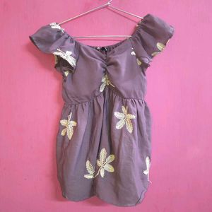 Embroidered Puff Sleeve Mini Dress