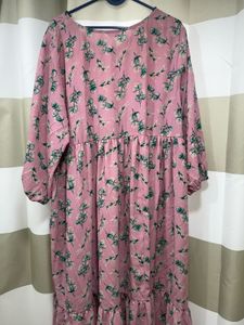 Pink Floral Maxi Dress || Size : XL ||
