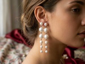 Indian Peacock &amp; Pearl Drop Earrings