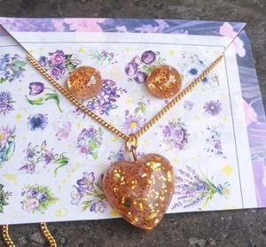 Heart Pendant Necklace &amp; Earrings Set