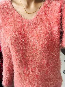 Cozy fuzzy pink sweater