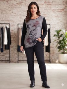 Sheer Graphic Print Long Sleeve Top