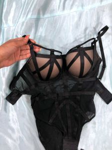 Black Strappy Lingerie Set with freebie