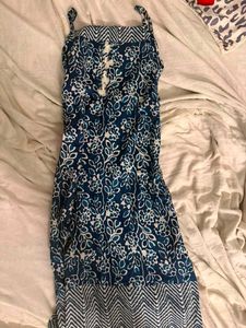 Blue paisley printed desi sleevless kurta 2000's