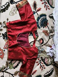 Elegant Black Saree with Red Blouse