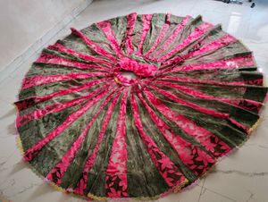 Vibrant Pink &amp; Olive Green Lehenga Choli Set