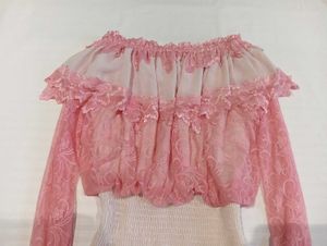Pink Lace Off-Shoulder Top