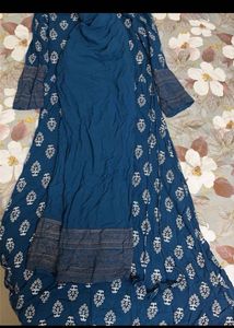 Stylish Blue Printed Kurta Set