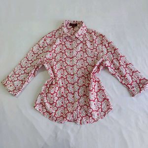 Red Floral embroidered Button-Up Shirt 🎀
