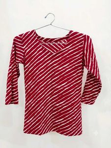Stylish Red &amp; White Striped Kurta Top