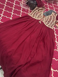 Elegant Embroidered Maroon Gown in m or l size