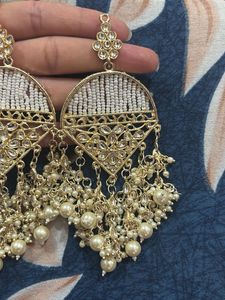 Stunning Pearl &amp; Kundan Dangler Earrings