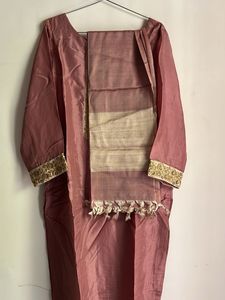 Pink Embroidered Silk Kurta set