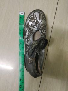 Girls' Metallic Silver shoes with Floral Pattern