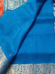 Elegant Blue Saree with Gold Border