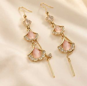 Elegant Pink &amp; Gold Drop Earrings