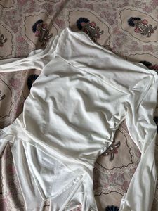 Chic White Mesh Ruffle Top