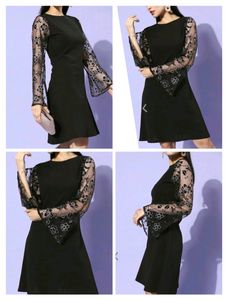 Athena Women Black Embellished Sheer Dress