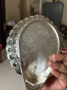 Decorative Silver Peacock Showpiece Bowl