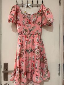 Chic Floral Print Puff Sleeve Dress