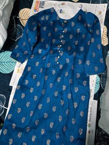 Teal Kurta with Gold Print