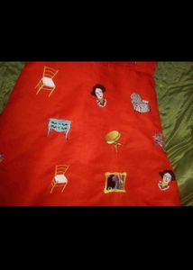 red korean Embroidered dress skater