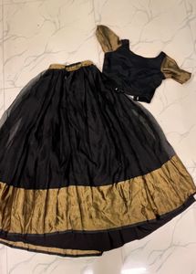 Elegant Black & Gold Lehenga Choli Set