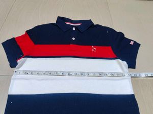 hazzys Men's Navy Blue Striped Polo T-Shirt