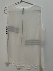 Sheer Sleeveless Top with Zipper Detail