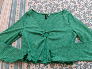Green Ring Detail Long Sleeve Top