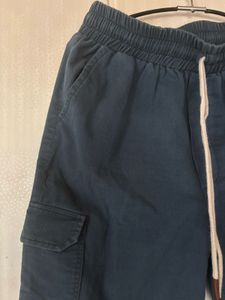 Blue Cargo Pants with Drawstring
