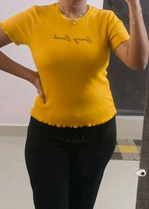 Yellow Lettuce Hem T-Shirt