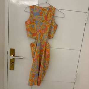 Vibrant Floral Cut-Out Mini Dress