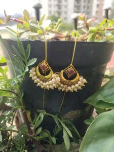 Elegant Pearl &amp; Ruby Earrings