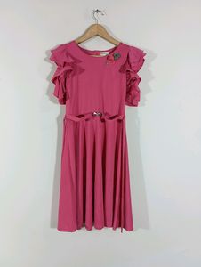 Pink Plain Casual Dress (Girls)