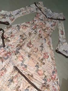 Vintage Floral Print Maxi Dress