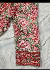 Pink Floral Kurti with Green Patiala Pants
