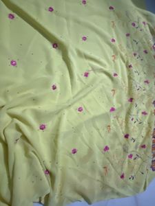 Exquisite Yellow Saree with Floral Embroidery