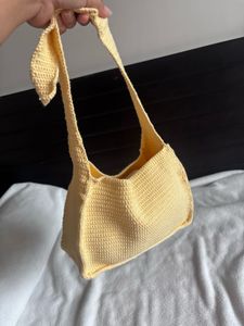 Handmade Yellow Crochet Shoulder Bag / Handbag
