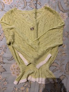 Light Green Knit Cardigan top