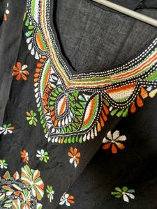 Embroidered Black Sheer Kurta