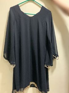 Elegant Black Kurta with Lace Trim