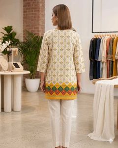 Beautiful Yellow Printed Kurta