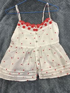 White Embroidered Camisole Top