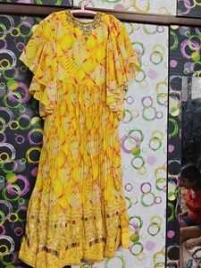 Vibrant Yellow Embellished Ethnic Gown