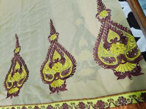 🇳🇿💫🎀Elegant Yellow &amp; Brown Embroidered Saree