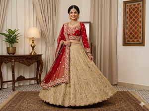Exquisite Red and Gold Lehenga Choli